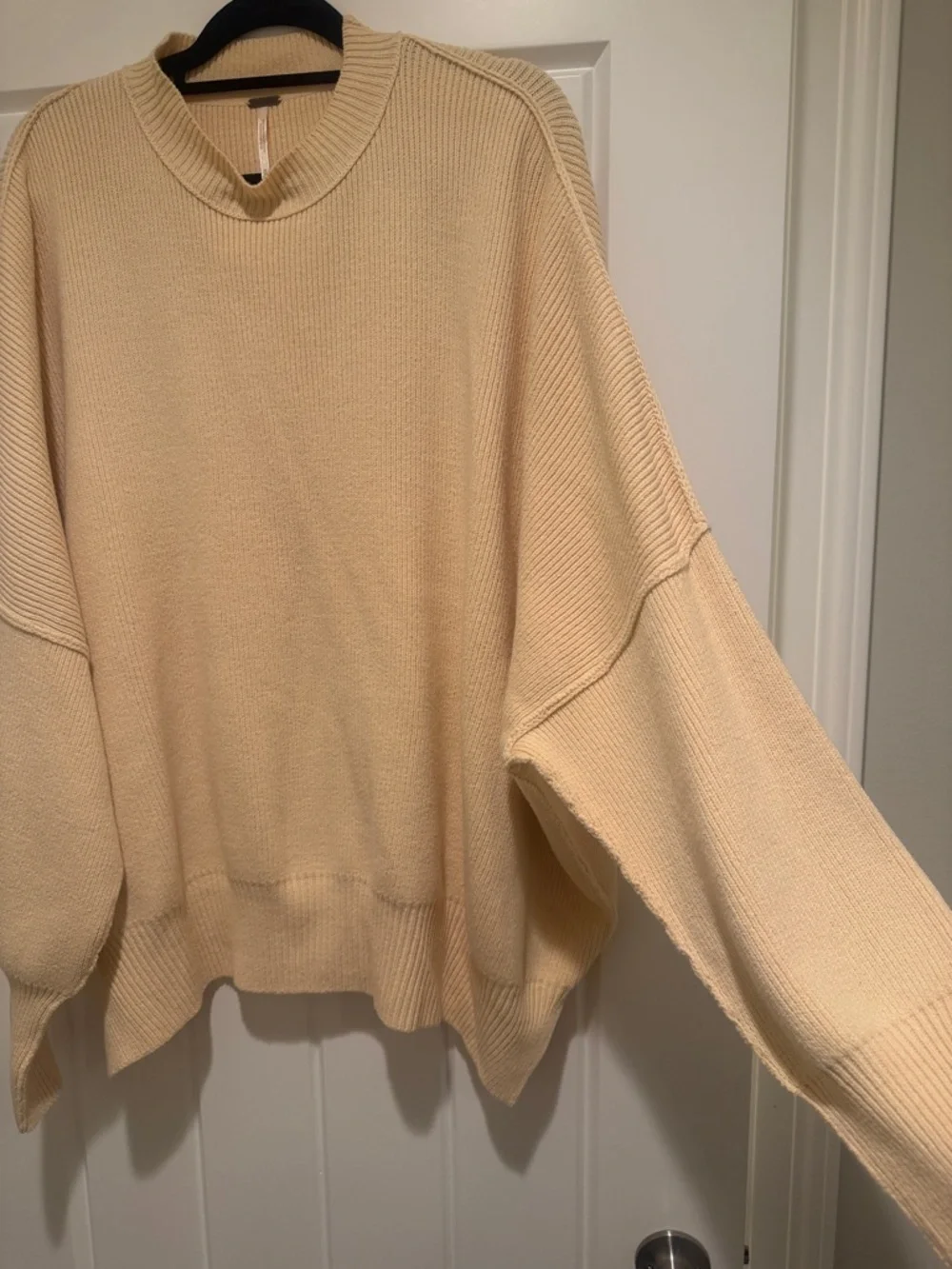 Free People Easy Street tunic sweater in Cream - Picture 3 of 6